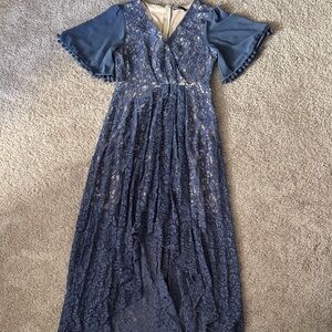 Ina Blue and Beige Lace Dress
